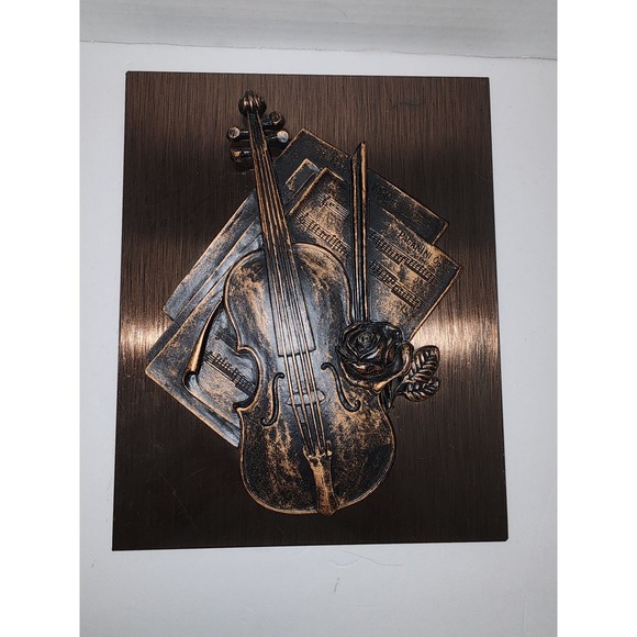 Coppercraft Guild copper art‎ Violin roses and sheet music 3D - Picture 2 of 6